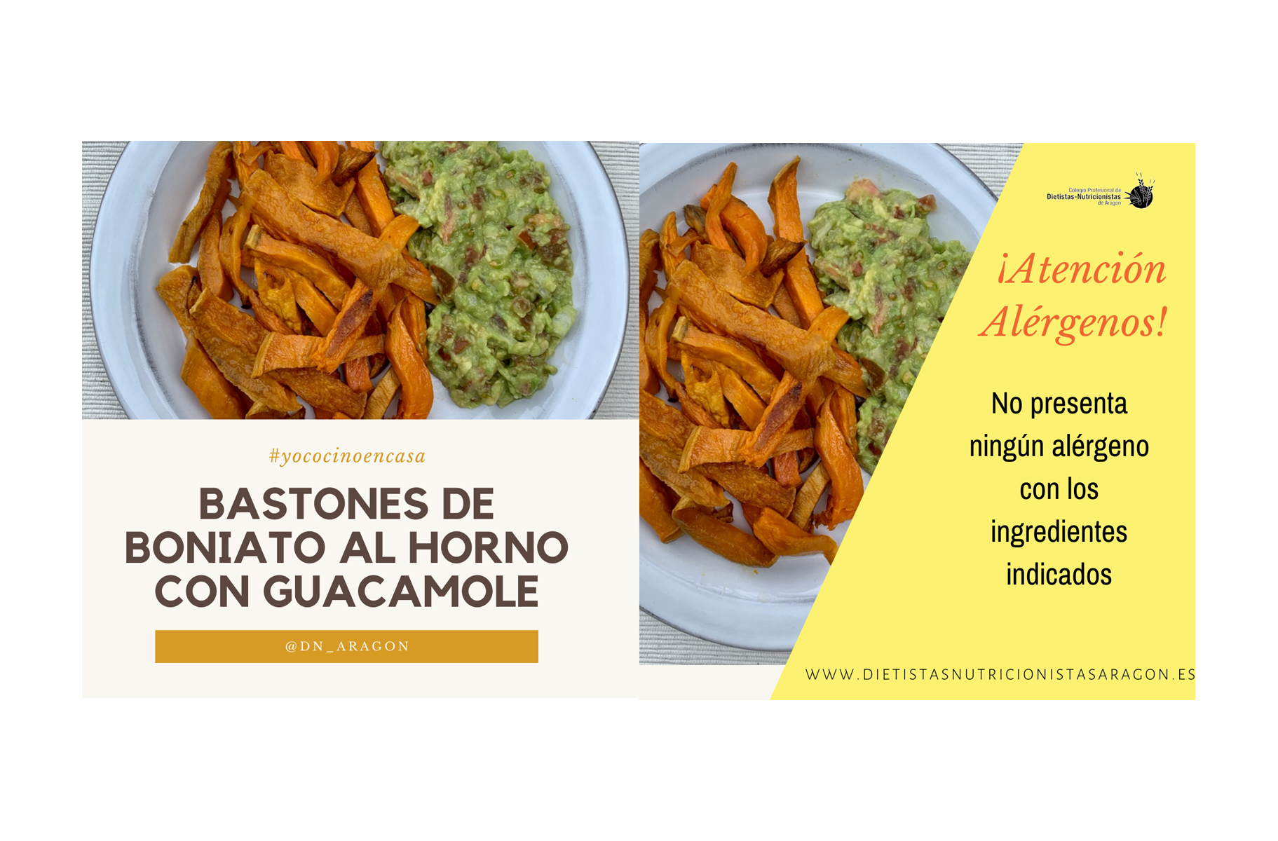 Bastones de boniato al horno con guacamole