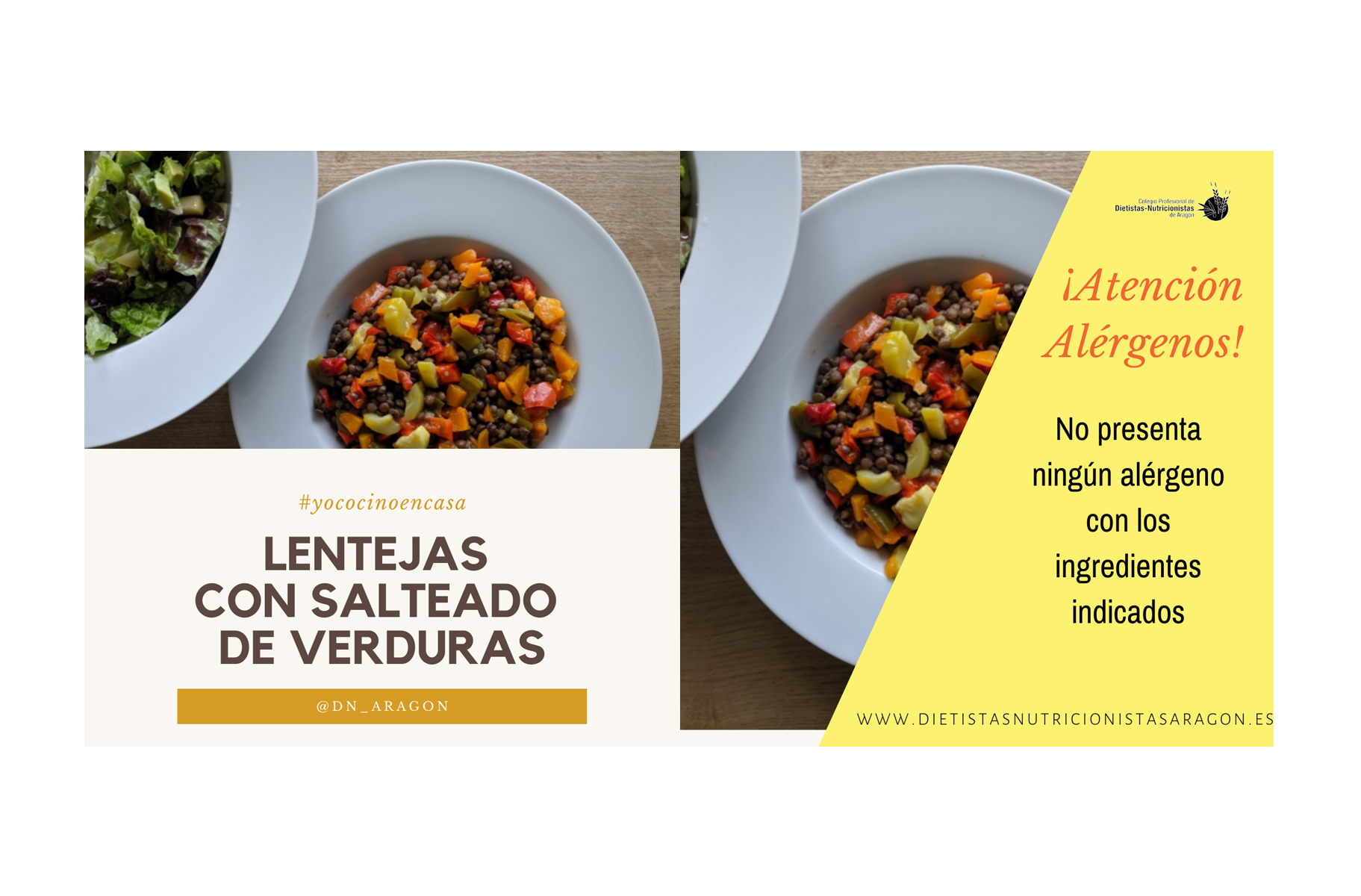 Lentejas con salteado de verduras