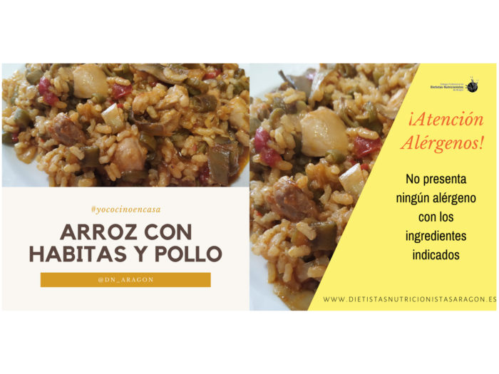 Arroz con habitas y pollo