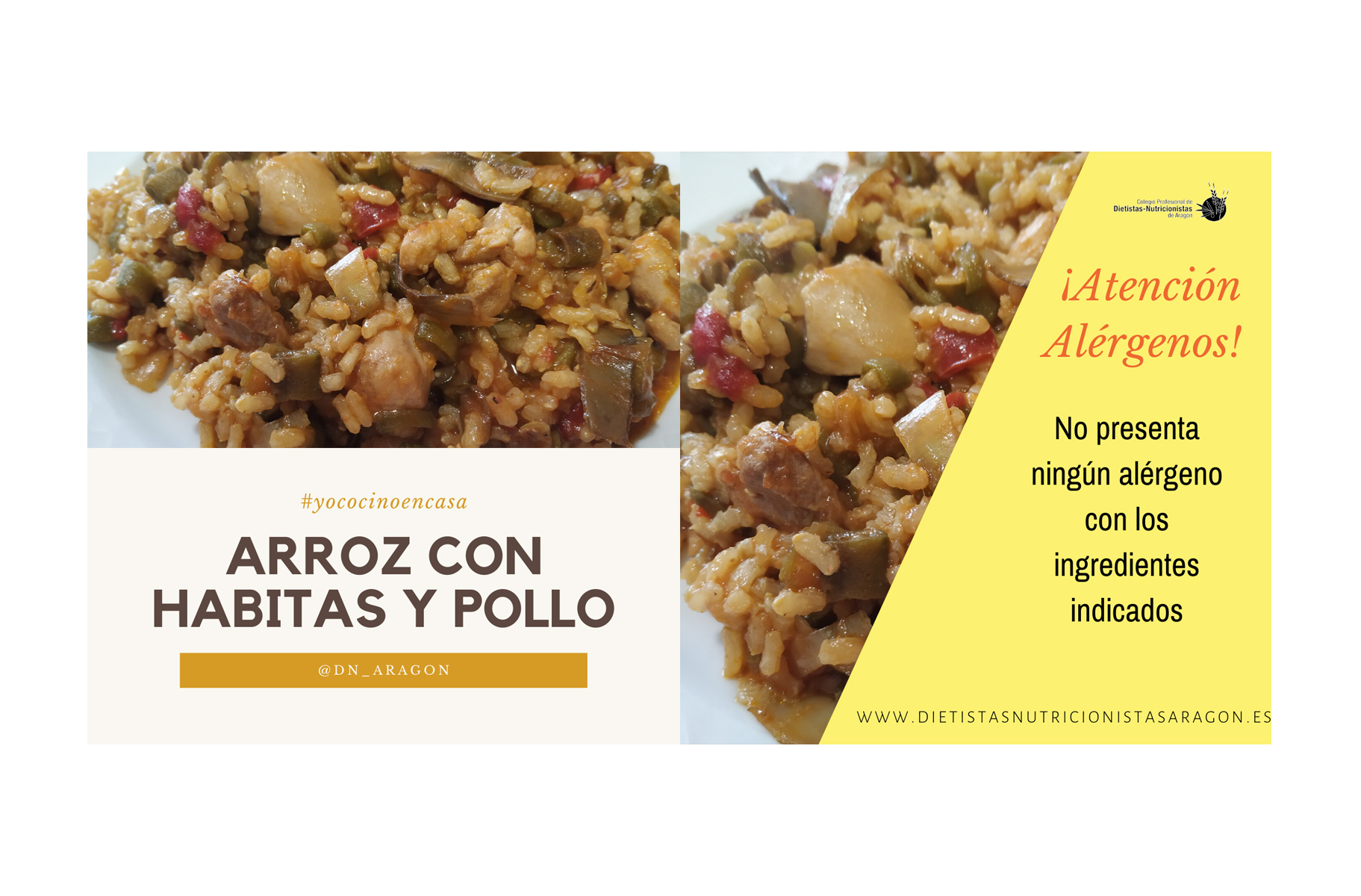 Arroz con habitas y pollo