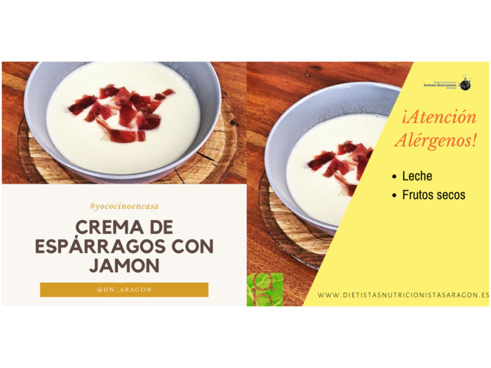 Crema de espárragos con jamón