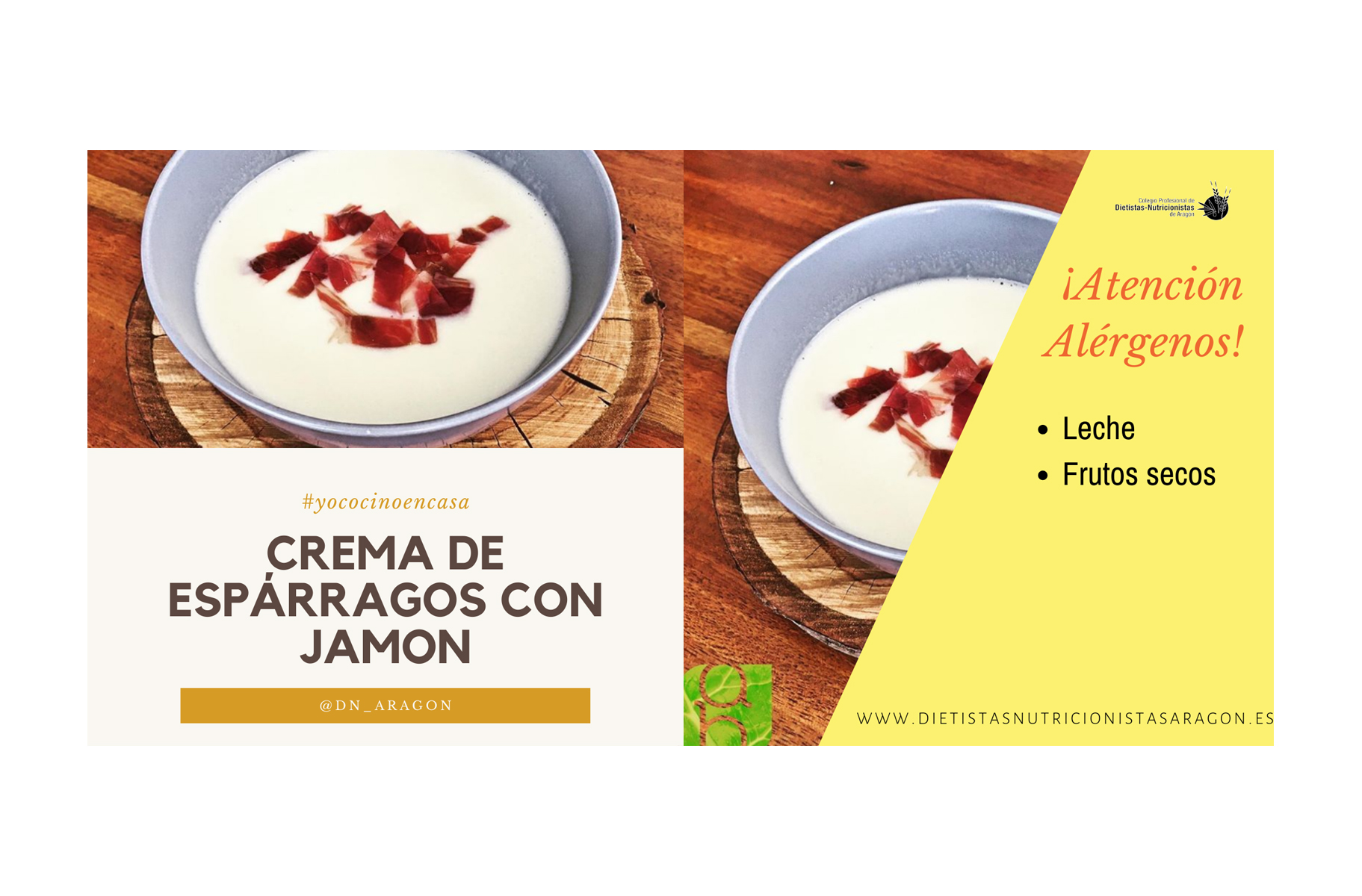 Crema de espárragos con jamón