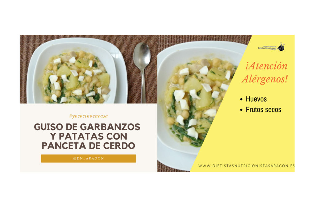 Guiso de garbanzos y patatas con panceta de cerdo