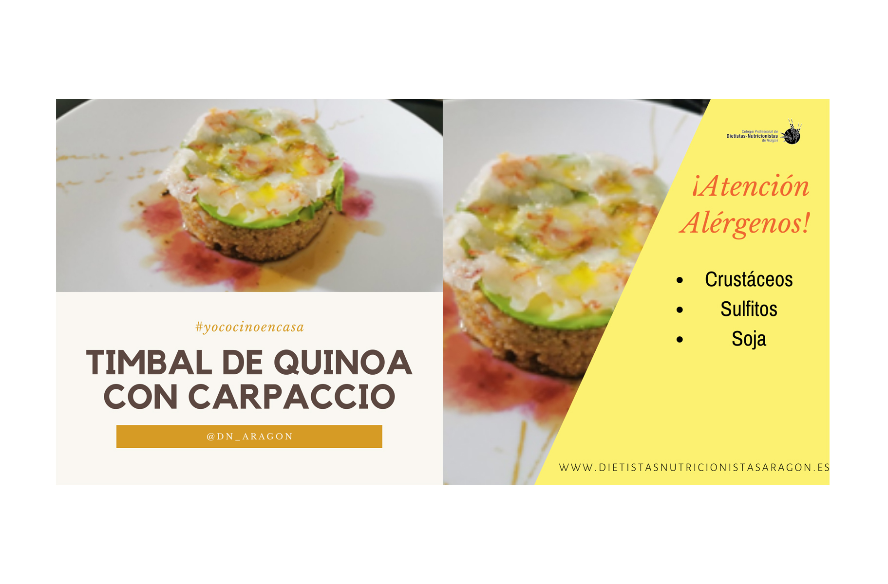 Timbal de quinoa con langostinos