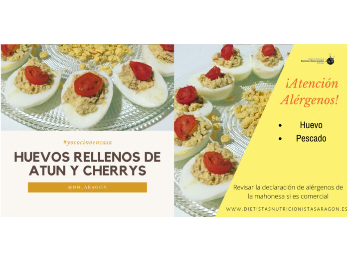 Huevos rellenos de atún y cherrys
